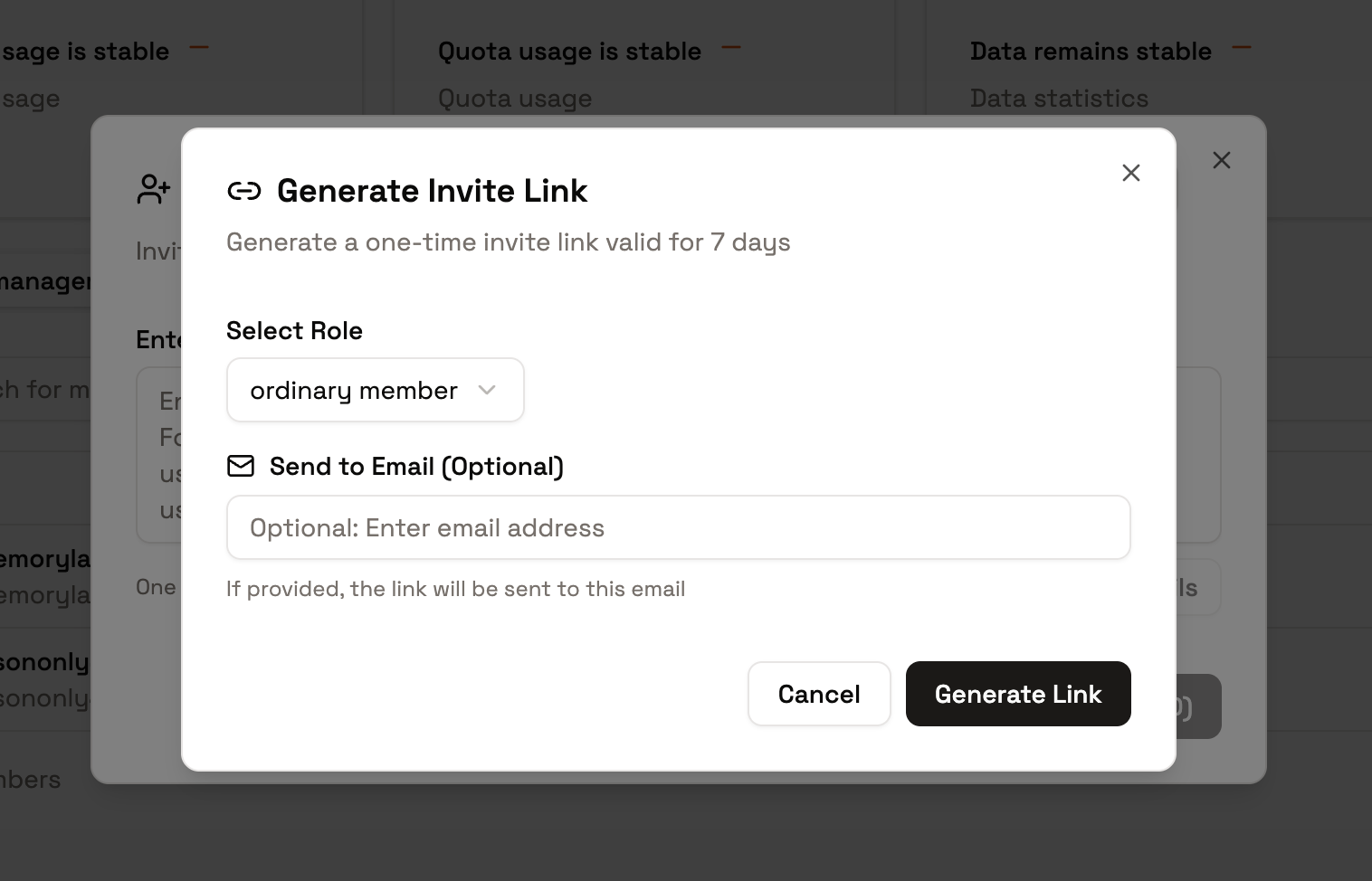 Invitation link generation and revocation