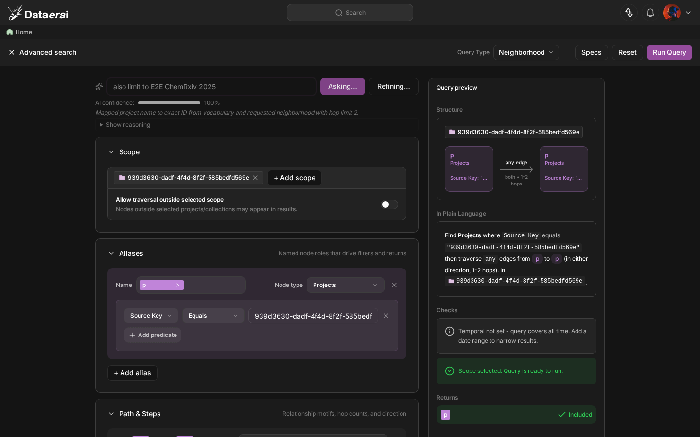 Advanced Search form updated after clicking Refine, showing a re-planned Spec