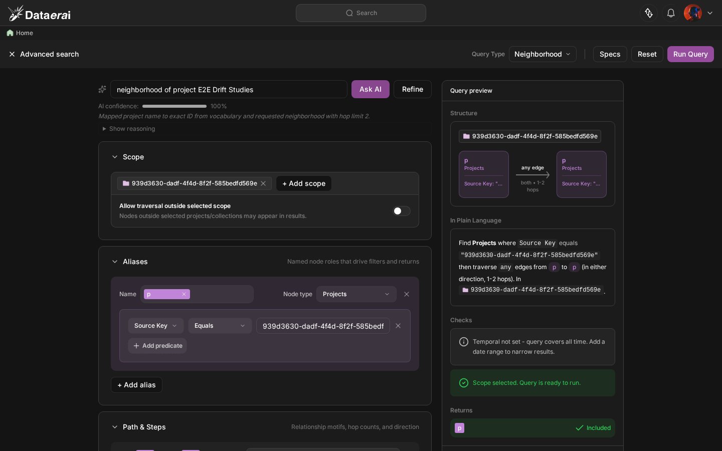 Advanced Search form populated with the initial planner Spec, with the Refine button visible