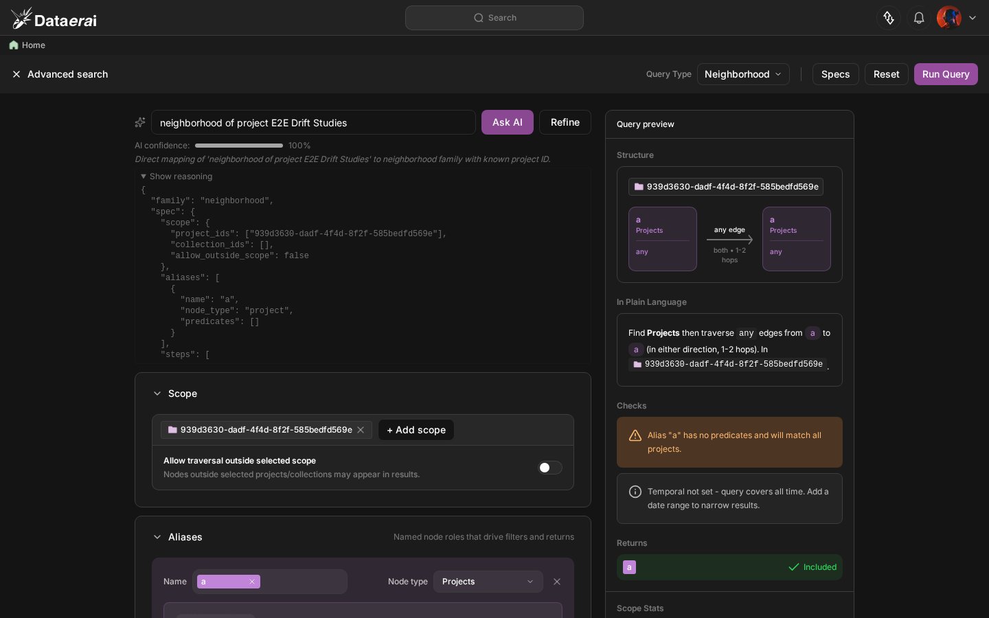 The Show reasoning expander open, showing planner confidence and rationale text