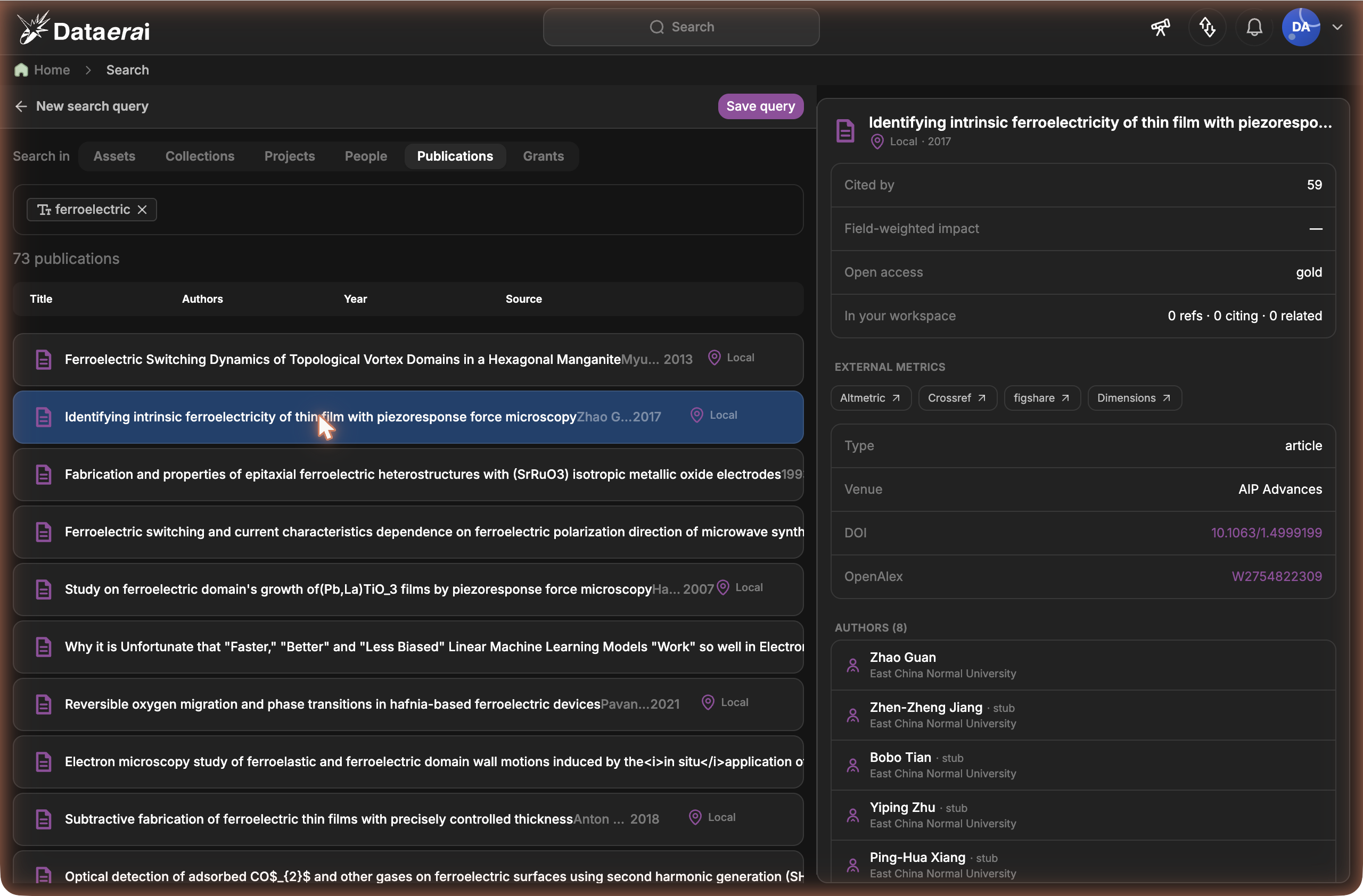 Publication detail sidebar