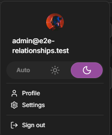 Dataerai user account menu with the Settings option