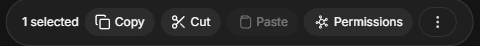Dataerai action bar with the Permissions button
