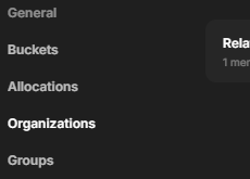 Dataerai Settings left navigation including Organizations