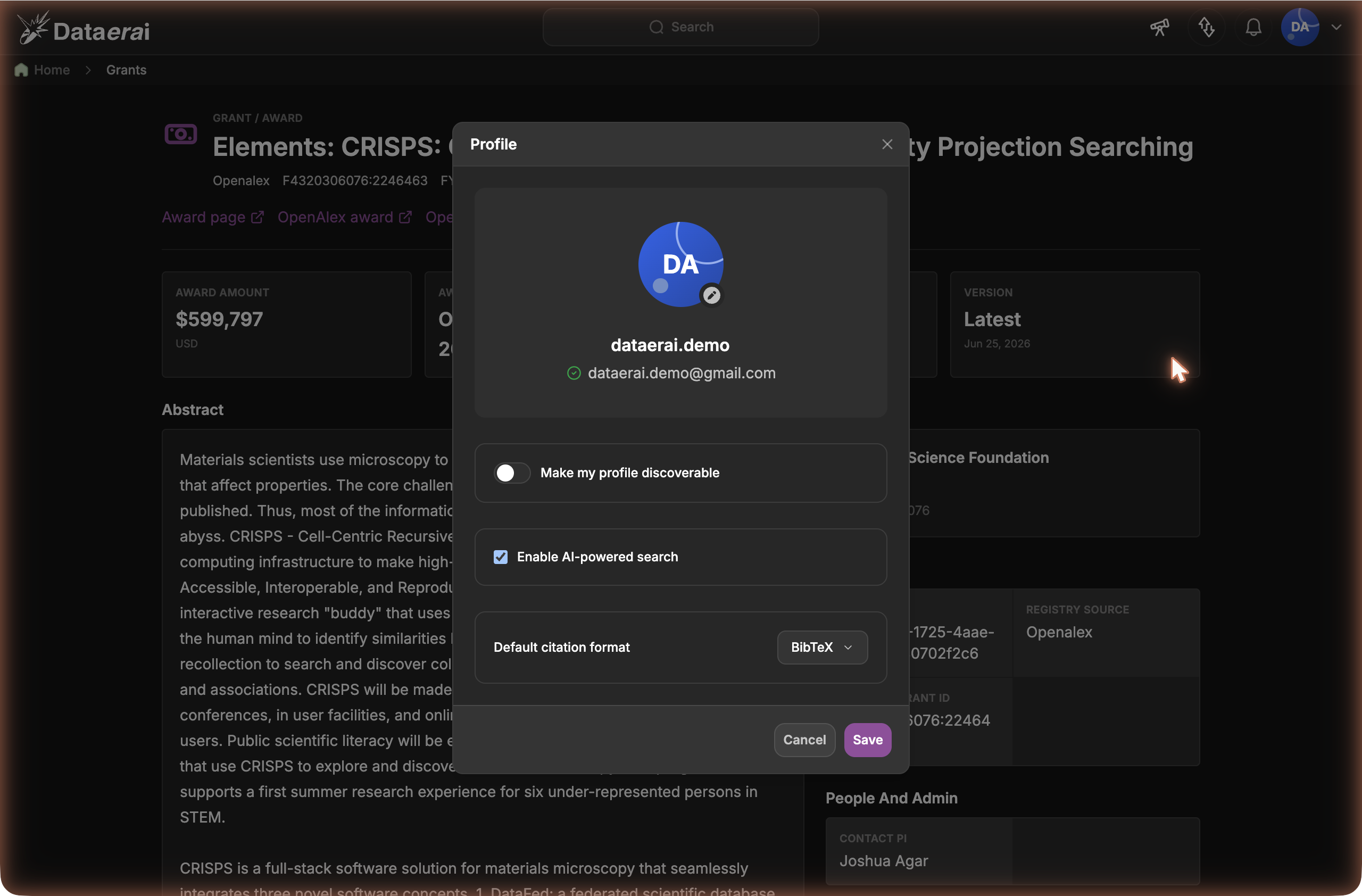 Enable AI-powered search toggle in profile