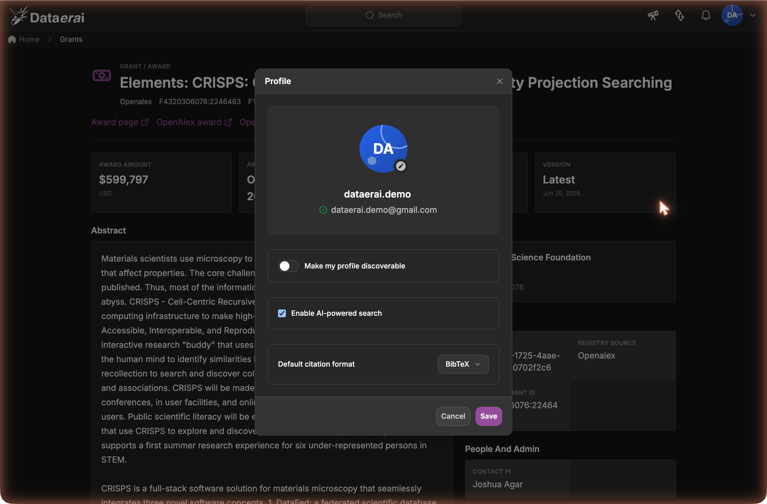 Enable AI-powered search toggle in profile