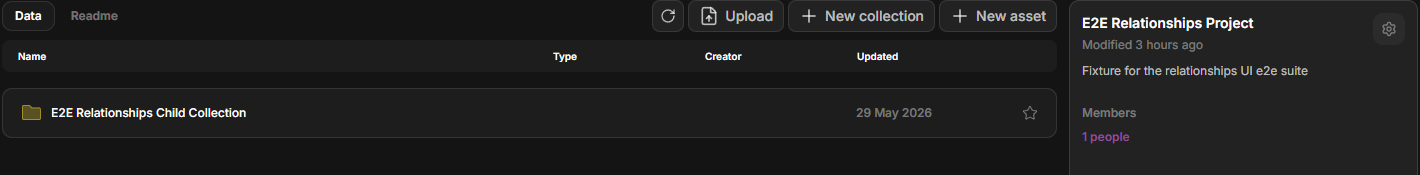 Dataerai project workspace list with row action controls