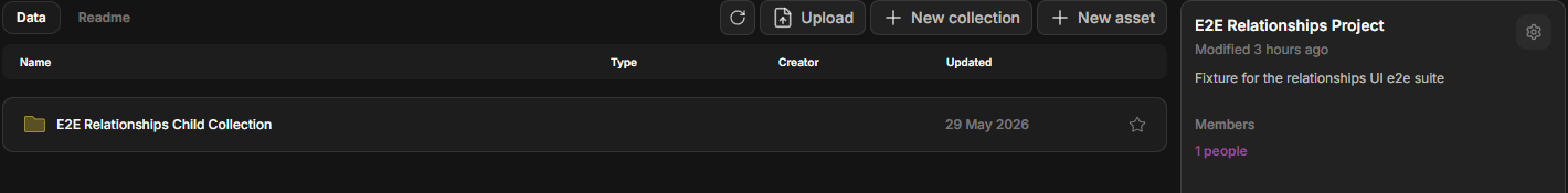 Dataerai project workspace list with row action controls