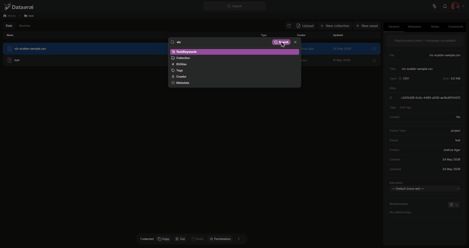 Dataerai search showing the clause-type picker