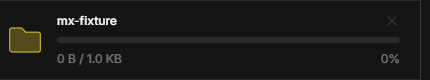Dataerai Transfer tracker row with a live progress bar, byte count, and abort control
