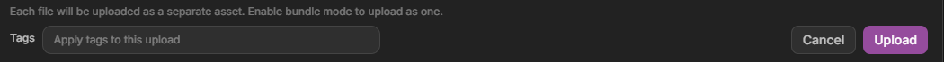 Dataerai upload Tags field and Upload button