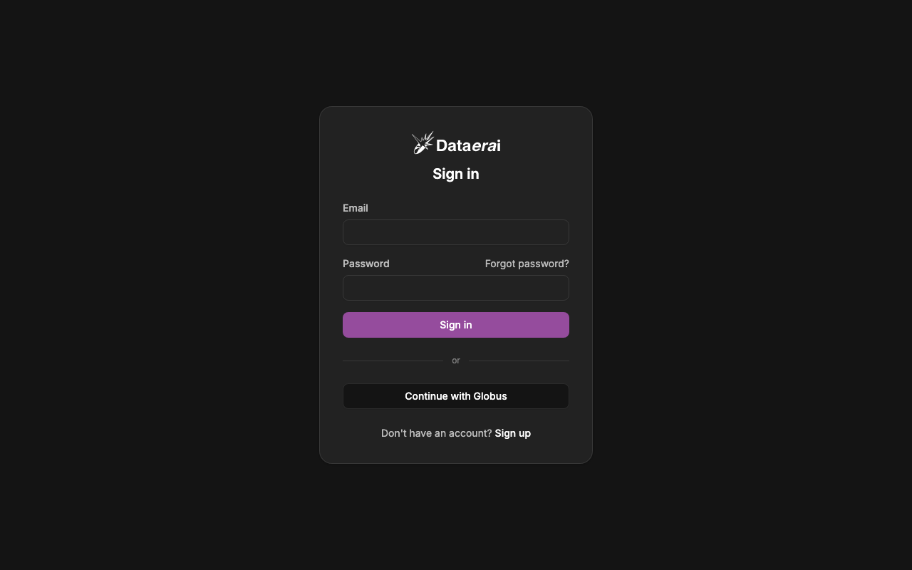 The Dataerai sign-in page