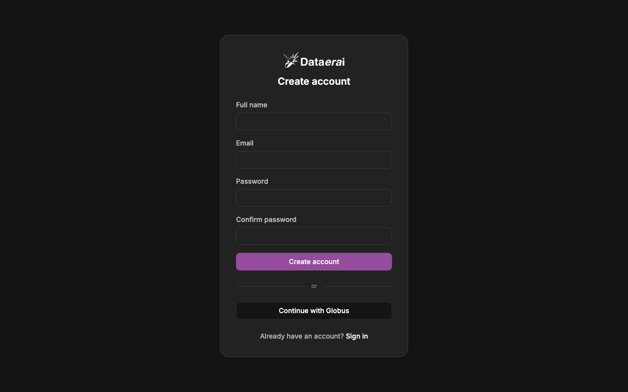 The Dataerai sign-up page