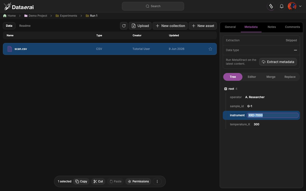Editing a field in the Metadata Tree view, with the Save bar visible
