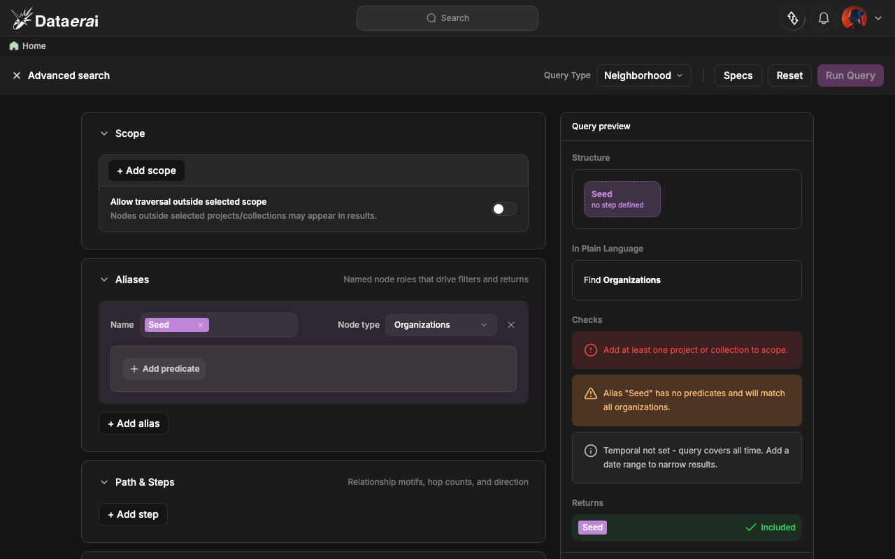 The advanced graph query builder