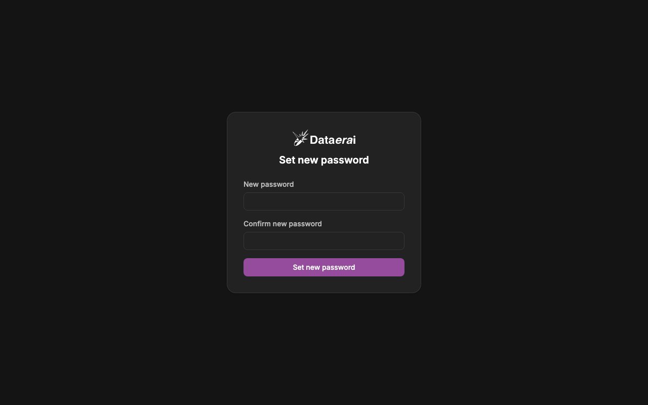 The Set new password page reached from the emailed reset link