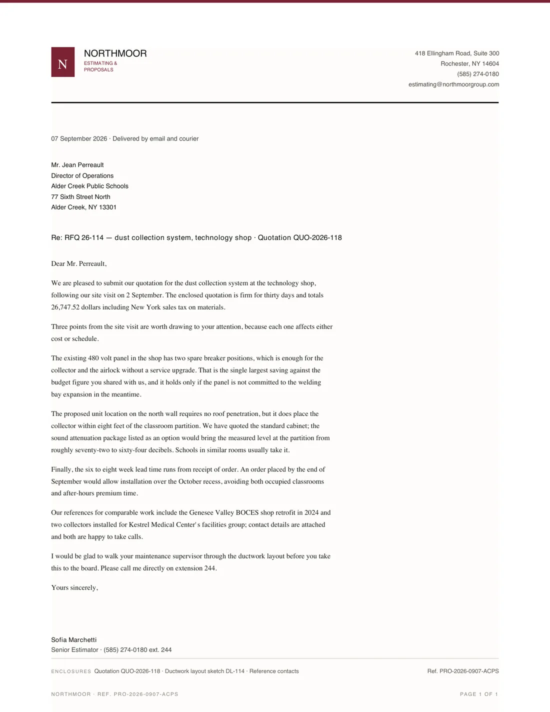 Cover Letter, page 1
