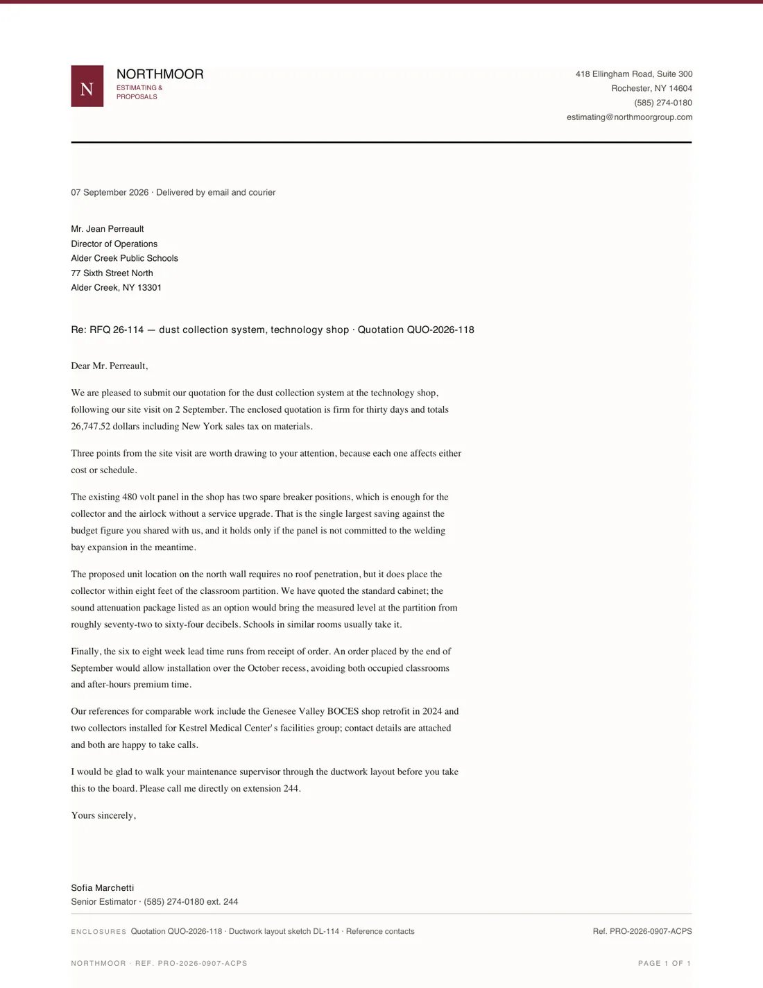 Cover Letter, page 1
