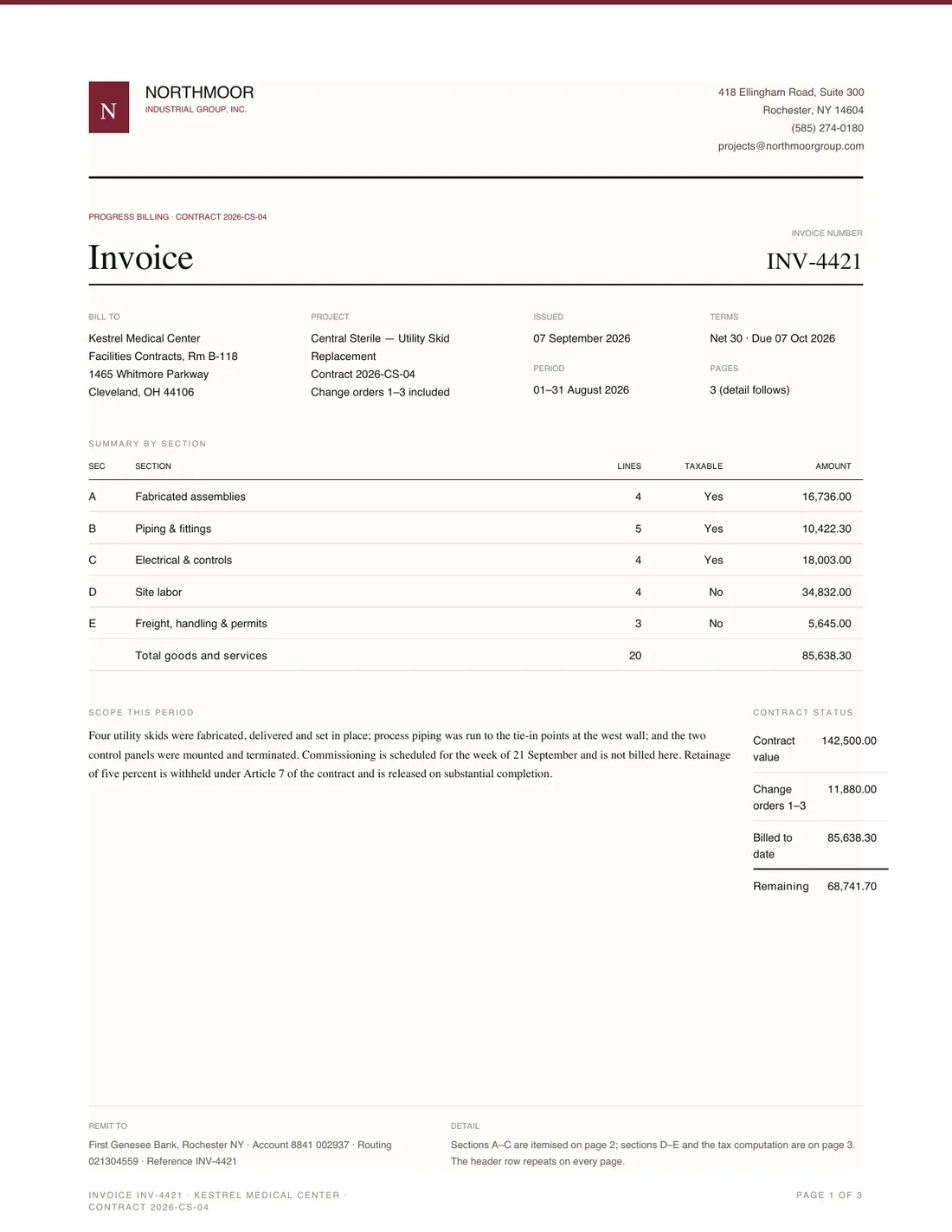 Detailed Invoice, page 1