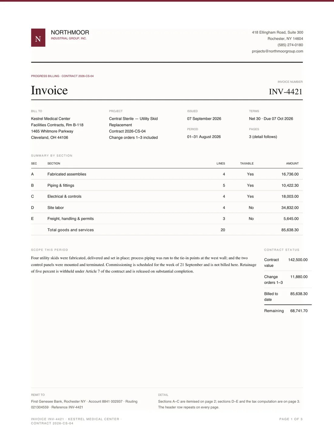 Detailed Invoice, page 1