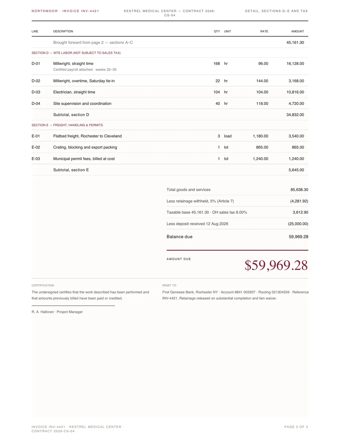 Detailed Invoice, page 3
