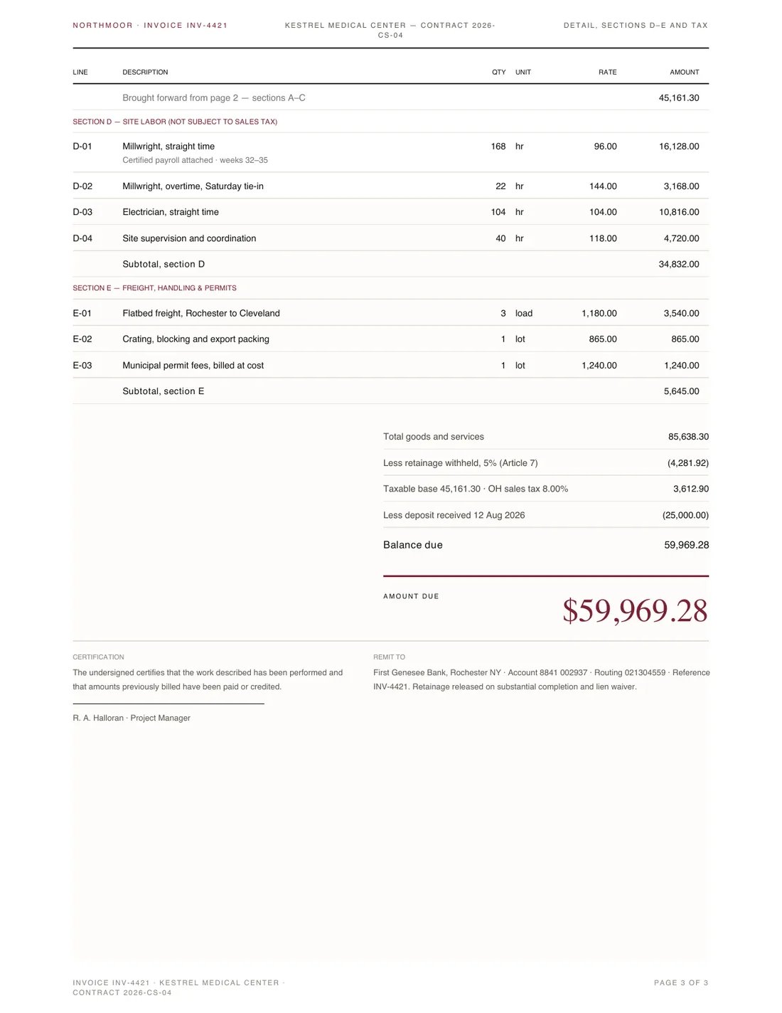Detailed Invoice, page 3