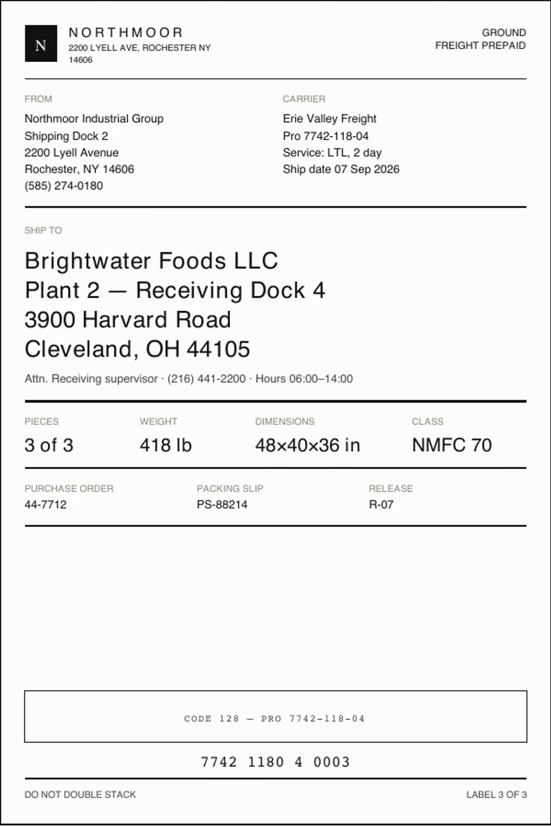 Shipping Label, page 1