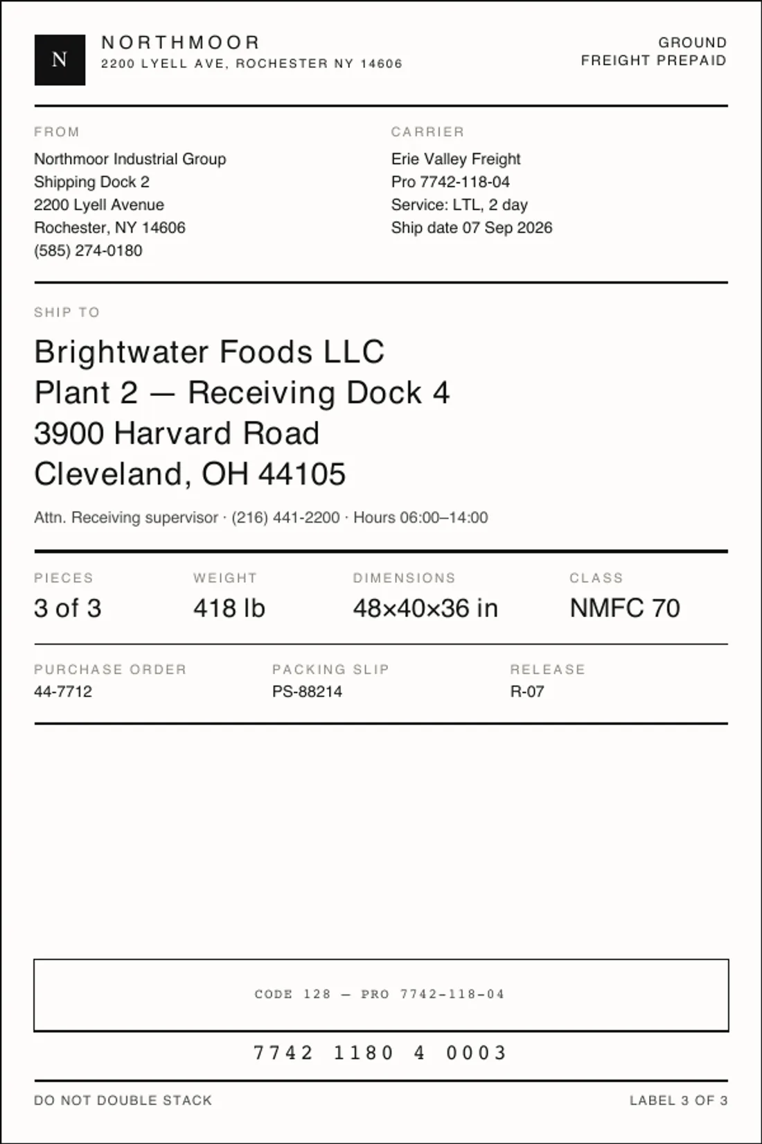 Shipping Label, page 1
