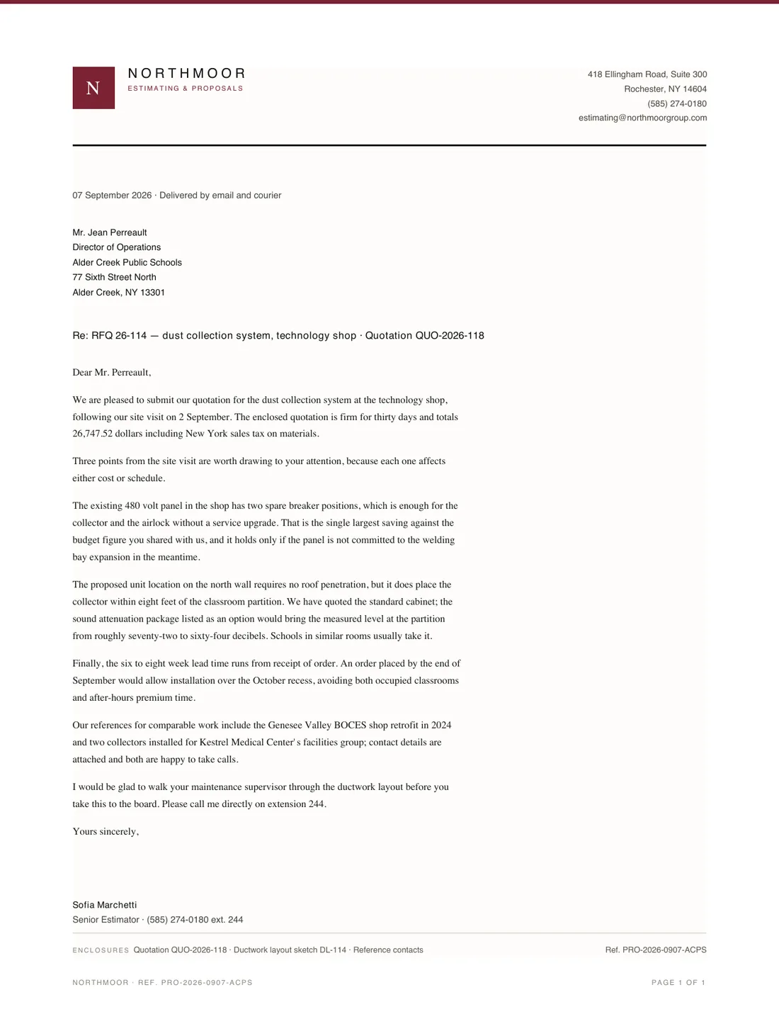 Cover Letter, page 1