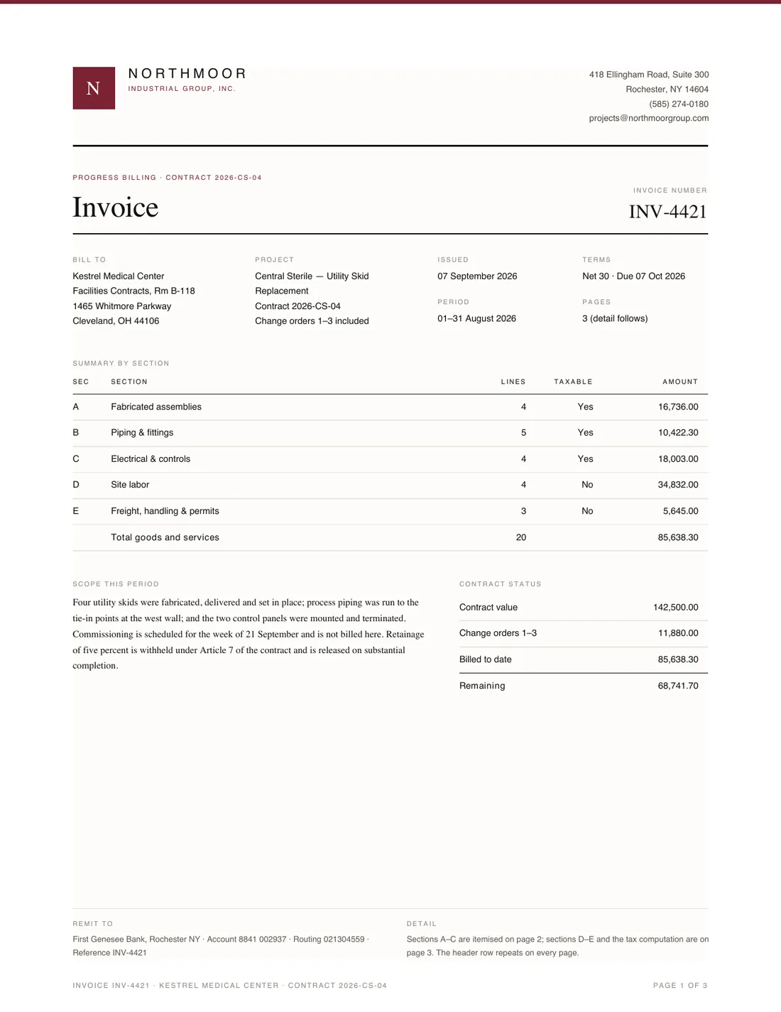 Detailed Invoice, page 1
