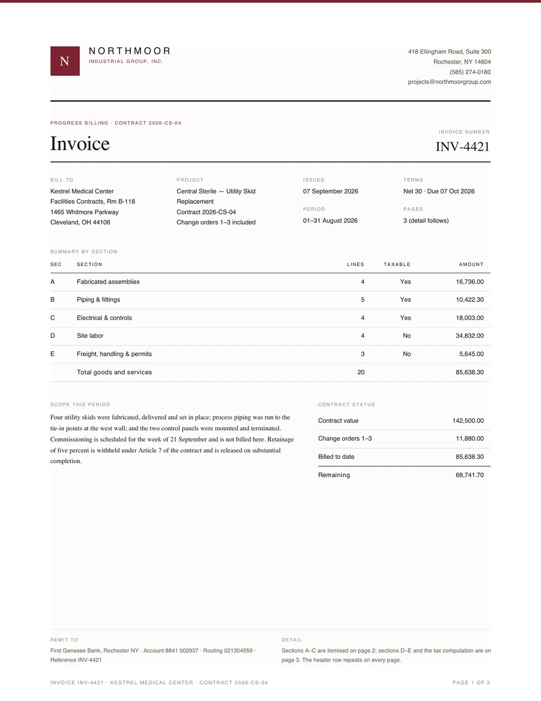 Detailed Invoice, page 1