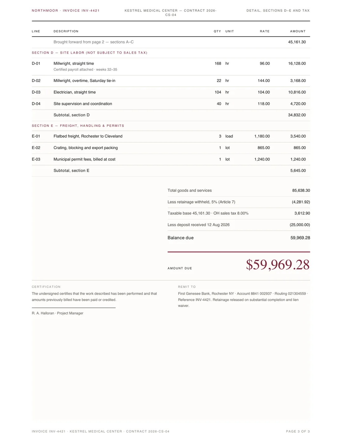 Detailed Invoice, page 3