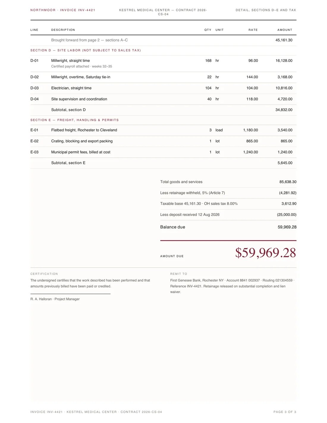 Detailed Invoice, page 3