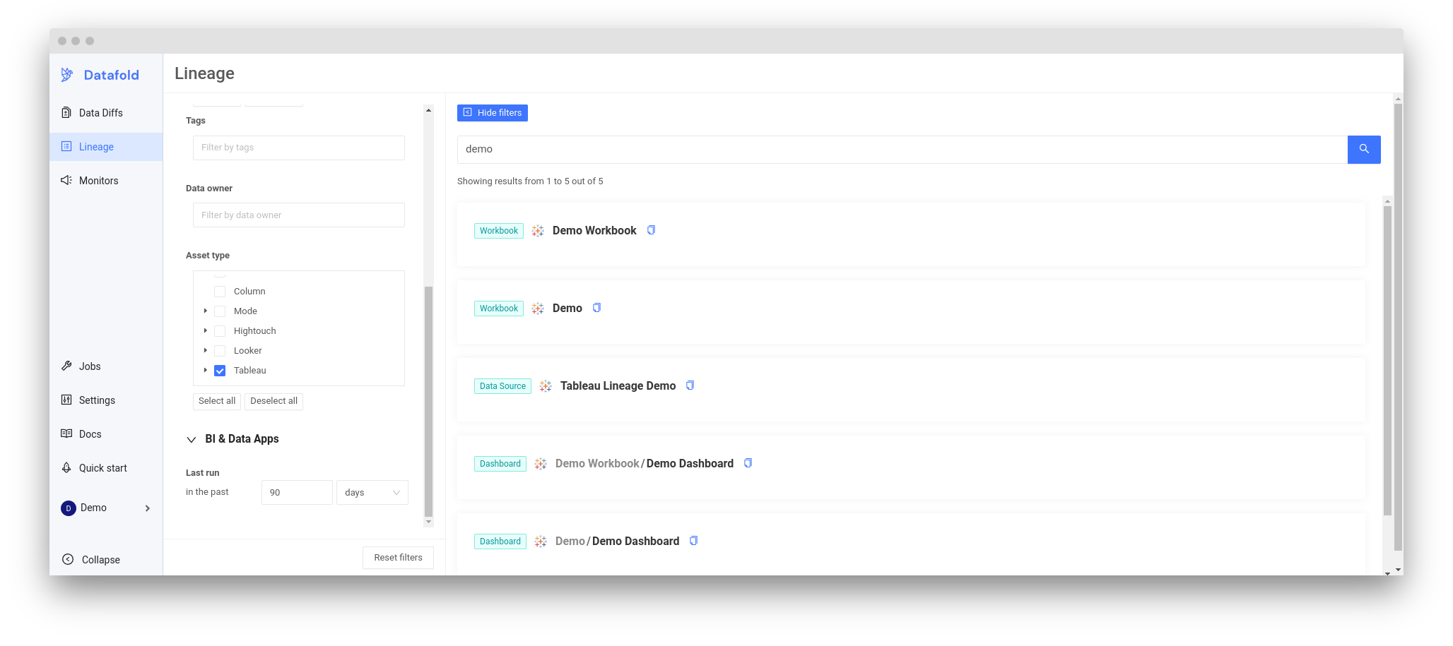 Search Tableau Entities