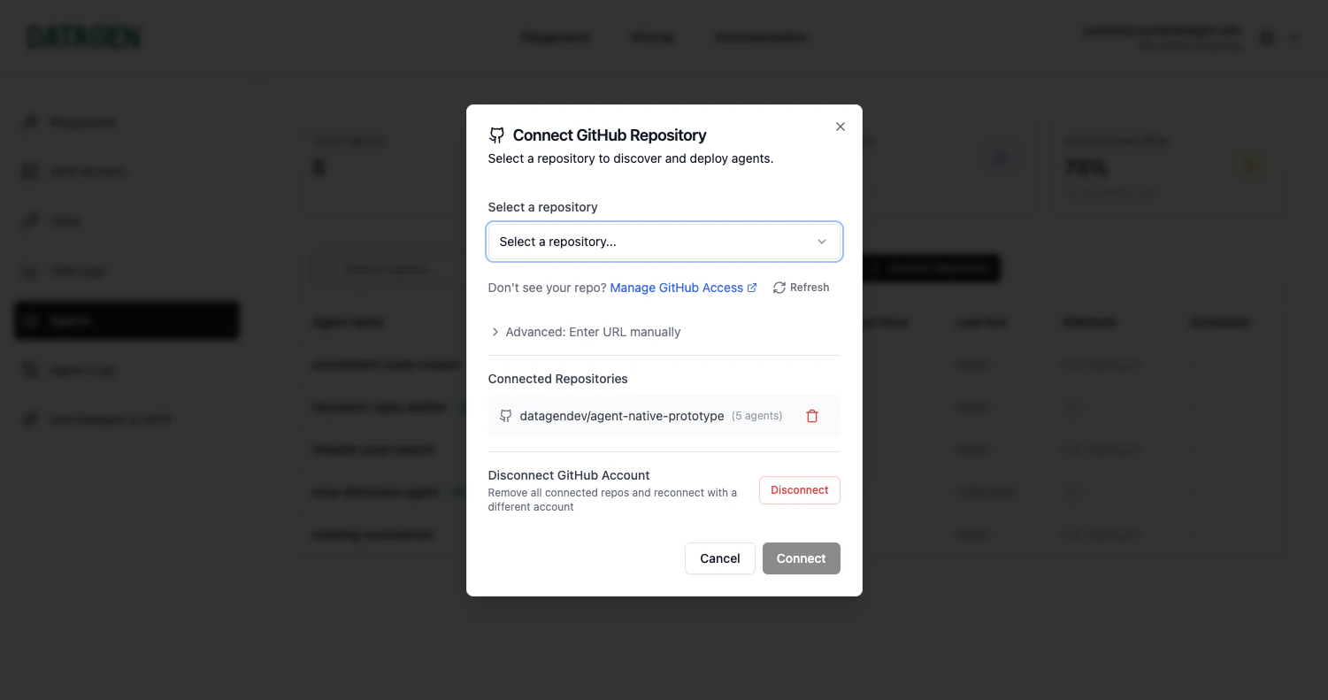 Connect Repository button
