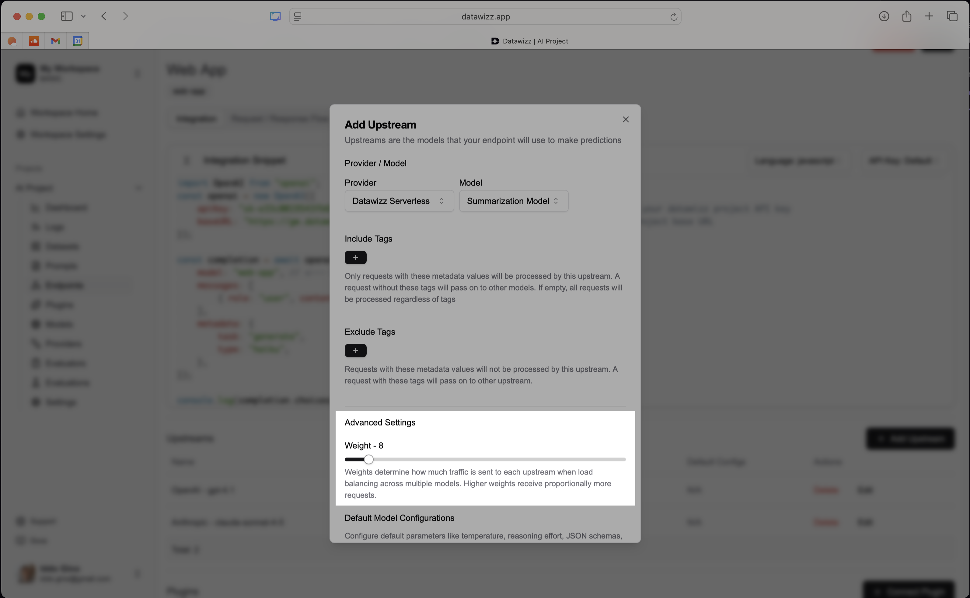Model Weights in Datawizz