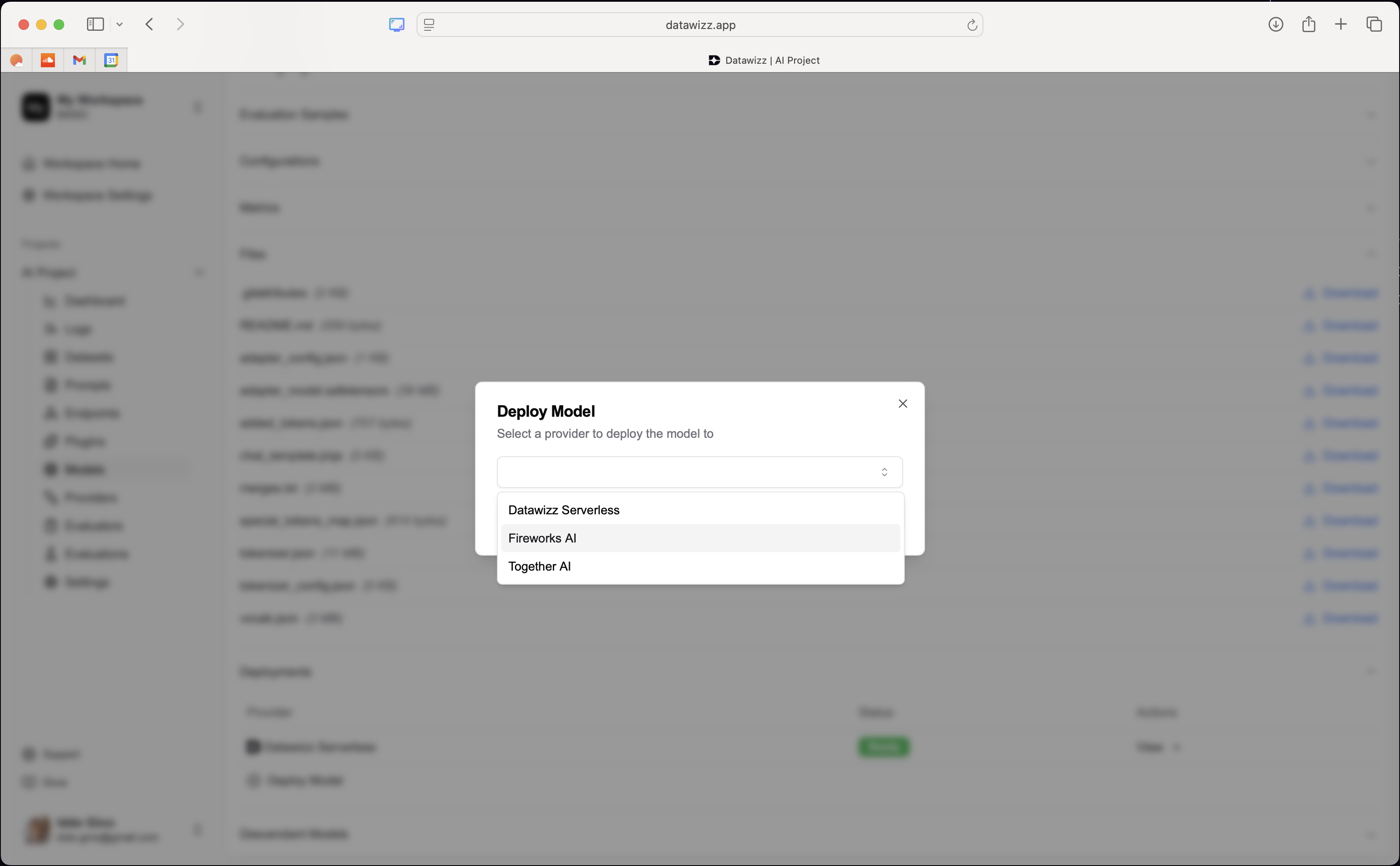 Deployment in Datawizz