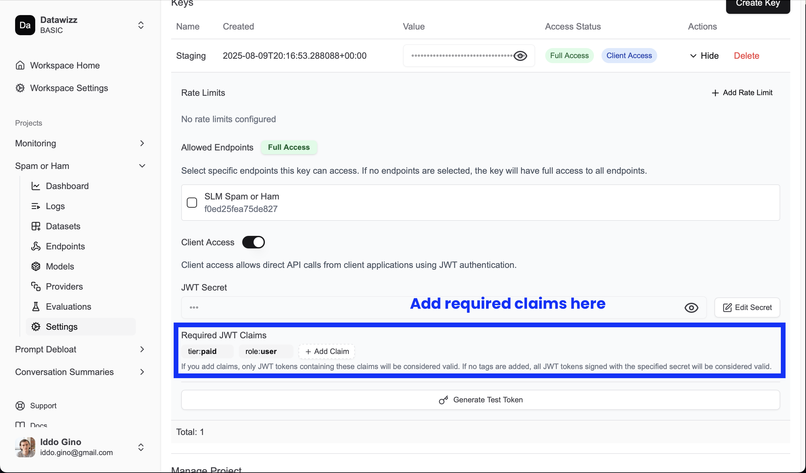 Configure Required Claims
