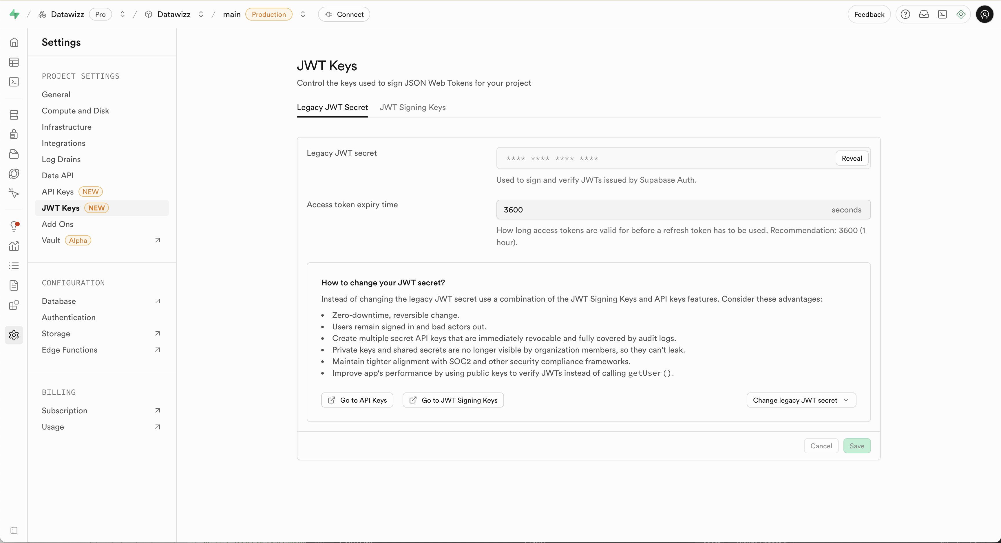 Configure Supabase JWT Secret
