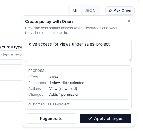 Generate policy with Orion