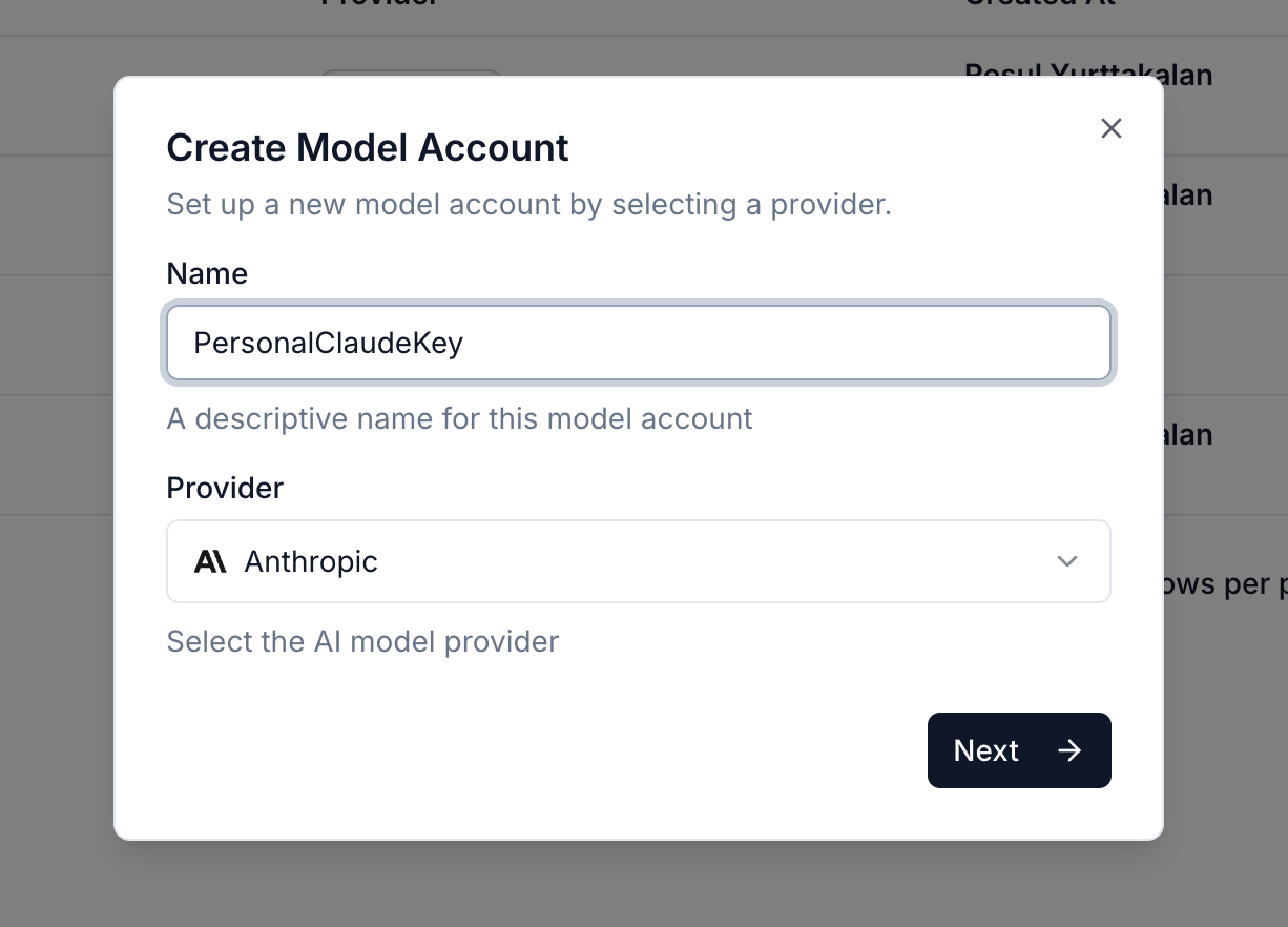 Create Model Account
