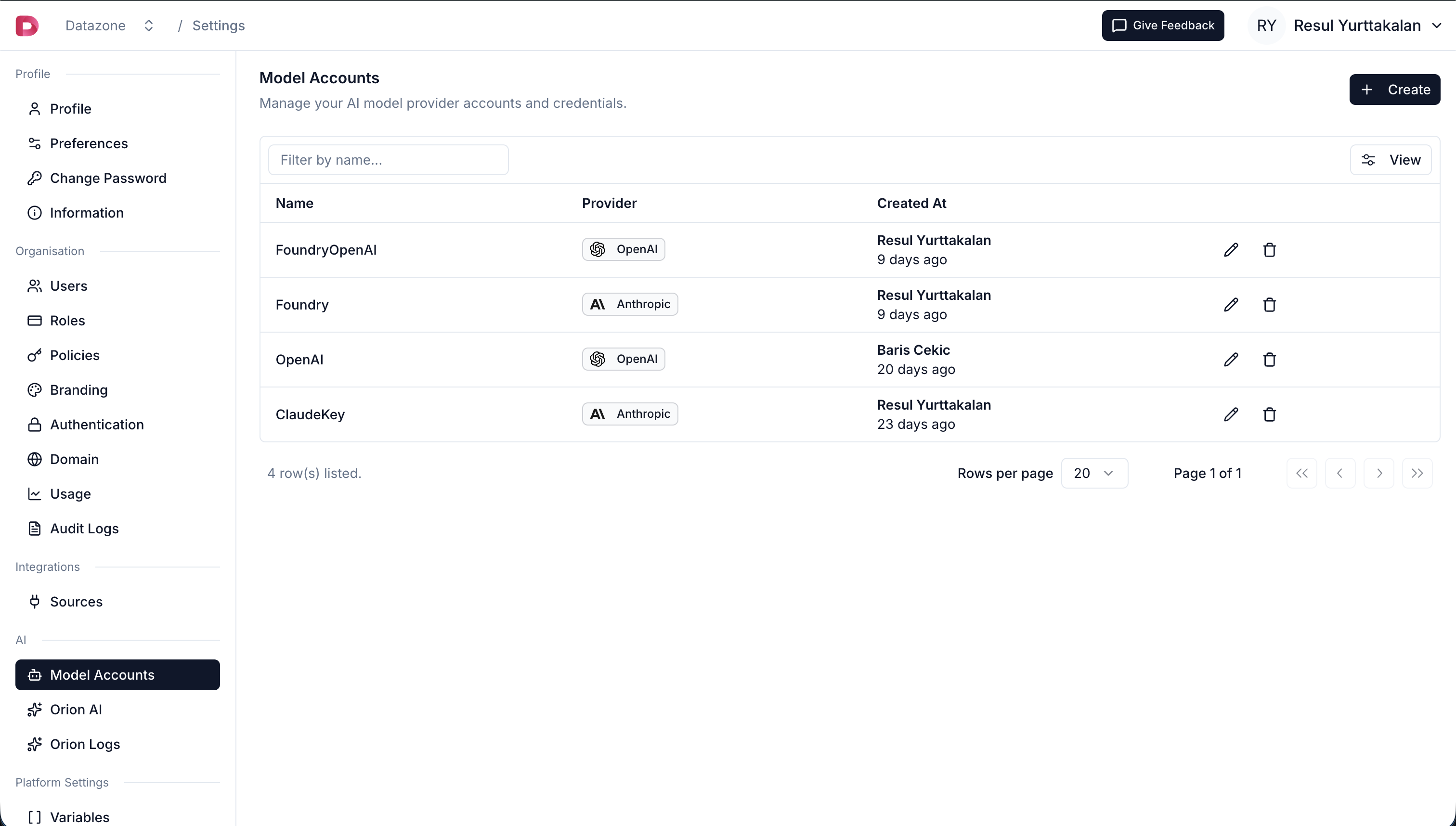 Model Accounts Dashboard