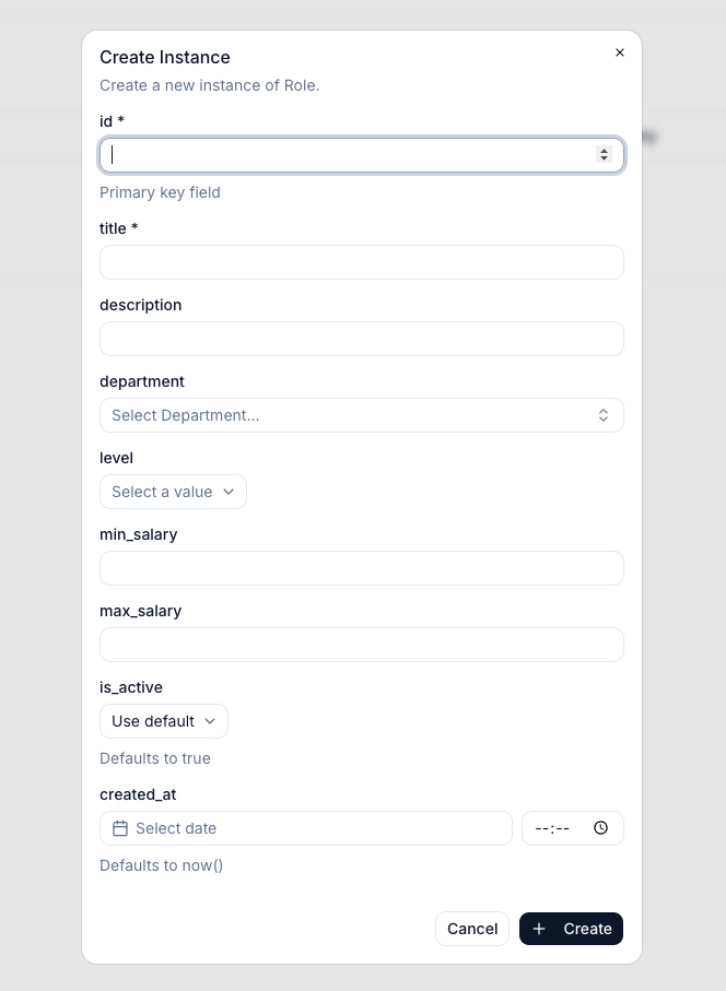 Instance form