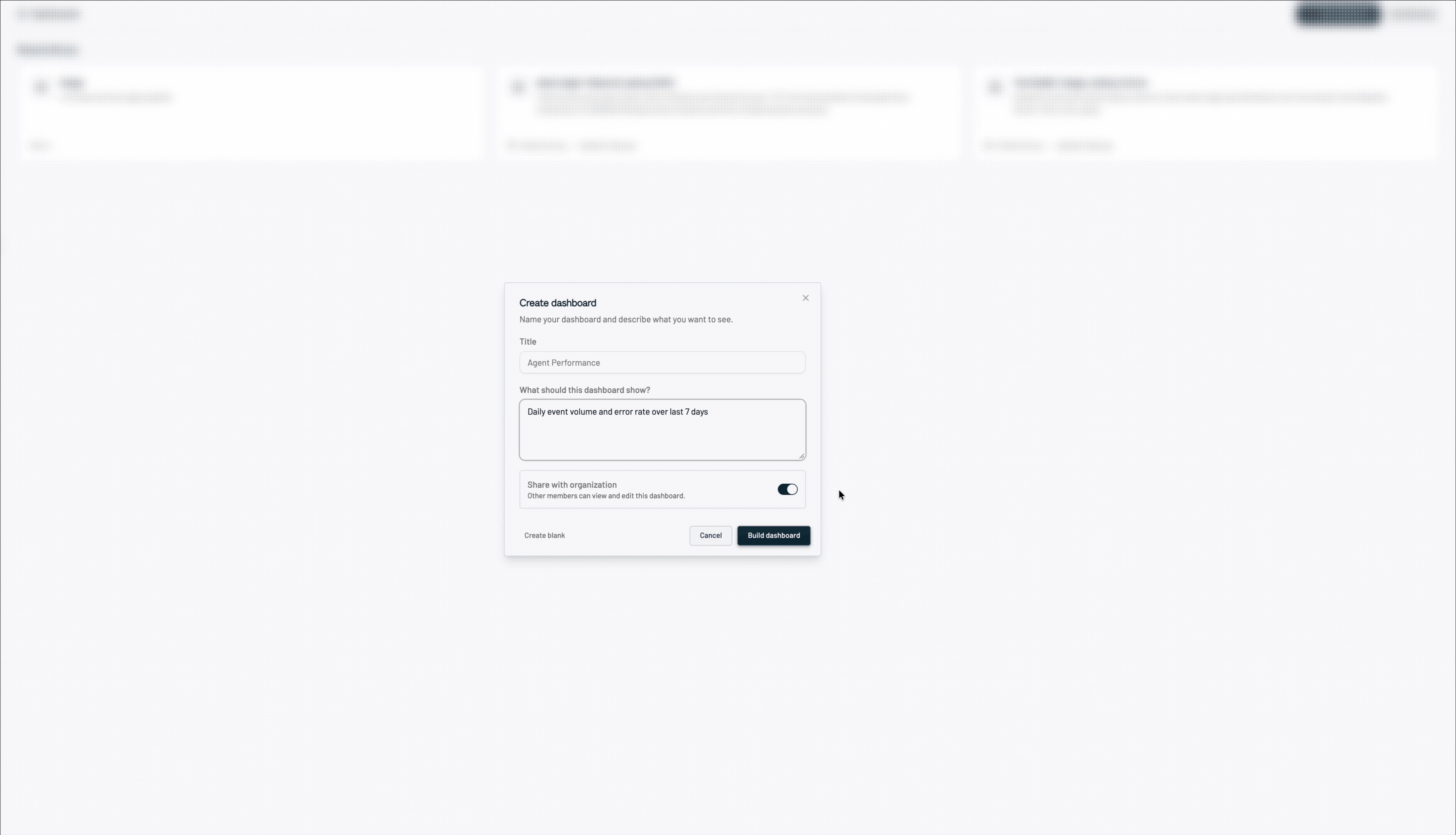 Creating a dashboard