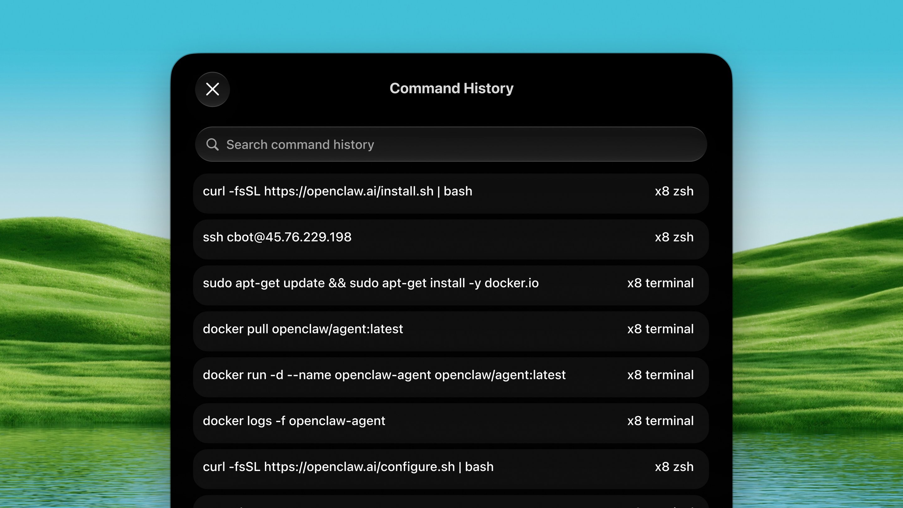 Command History palette
