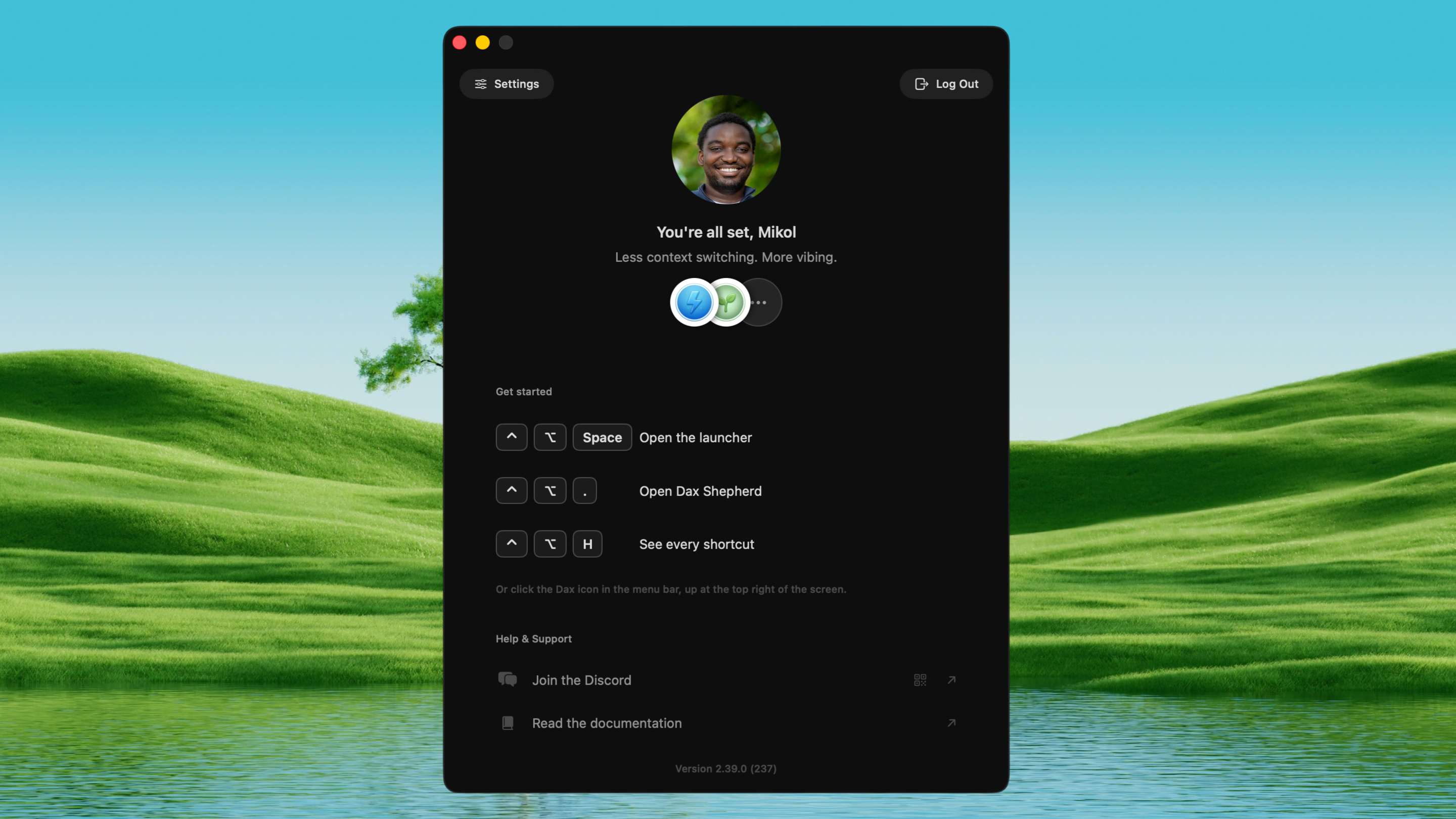 Dax Home Screen