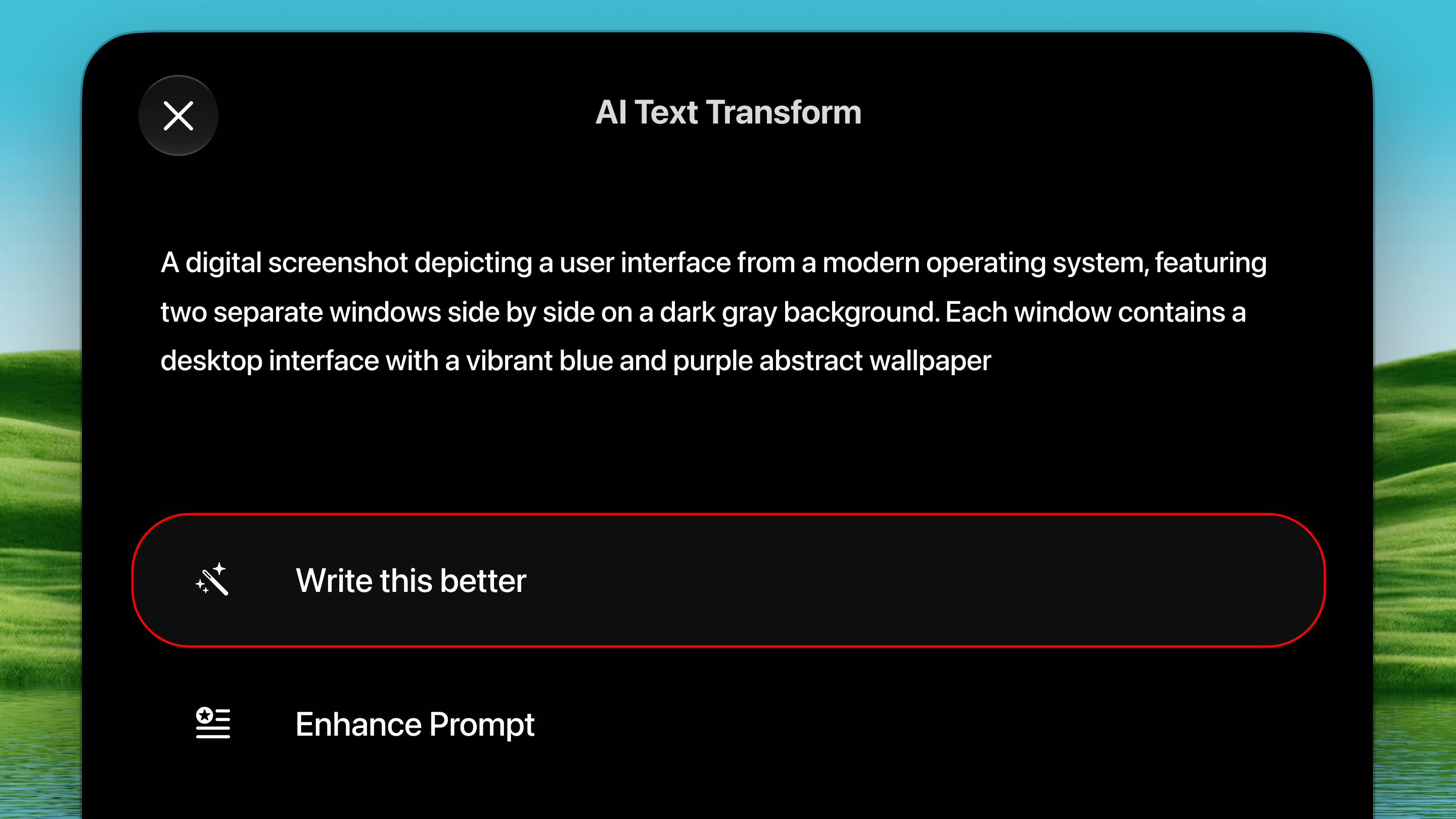 AI Text Transform — rewrite selected text in place