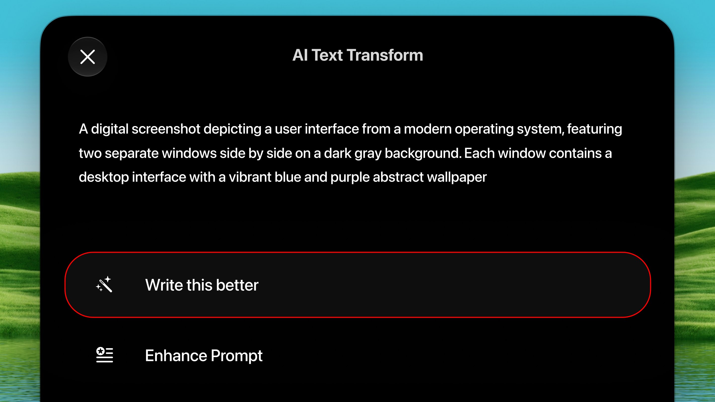 AI Text Transform — rewrite selected text in place