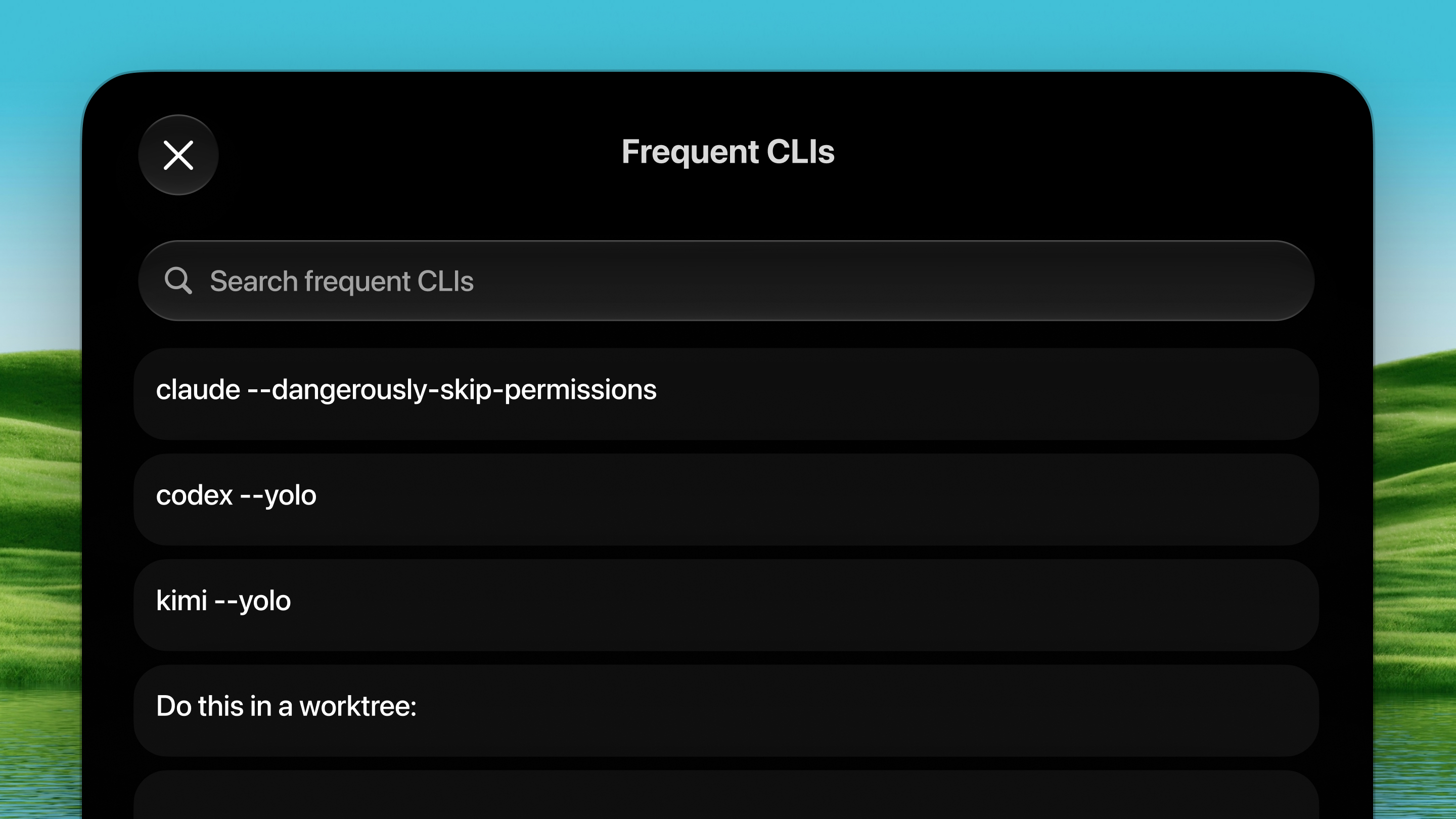 Frequent CLIs palette