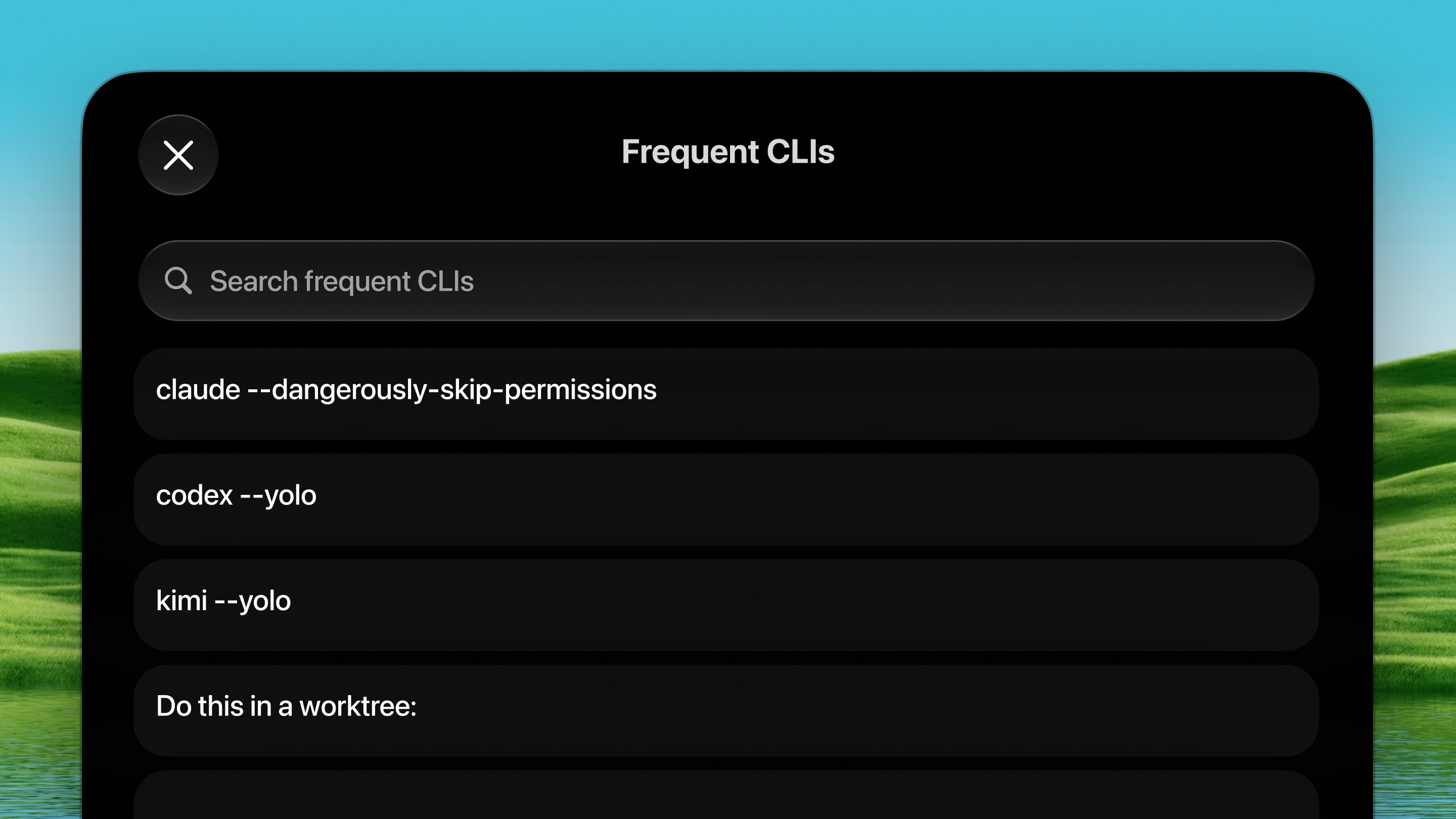 Frequent CLIs palette